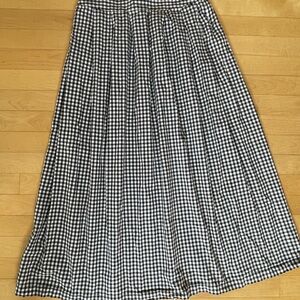 Black and White Gingham Pleated Maxi Skirt